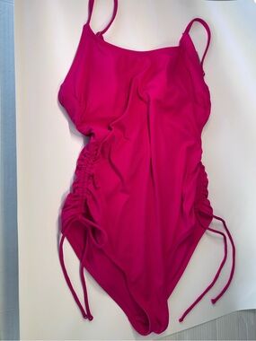 Shade & Shore Girls' Fuchsia One-Piece Swimsuit with Side Ties